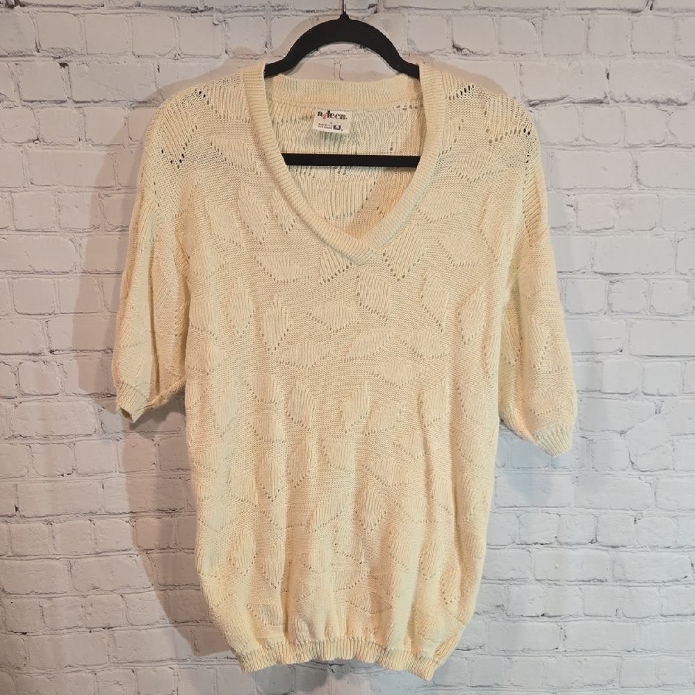 Vintage Aileen Ivory Short Sleeve Sweater Size S